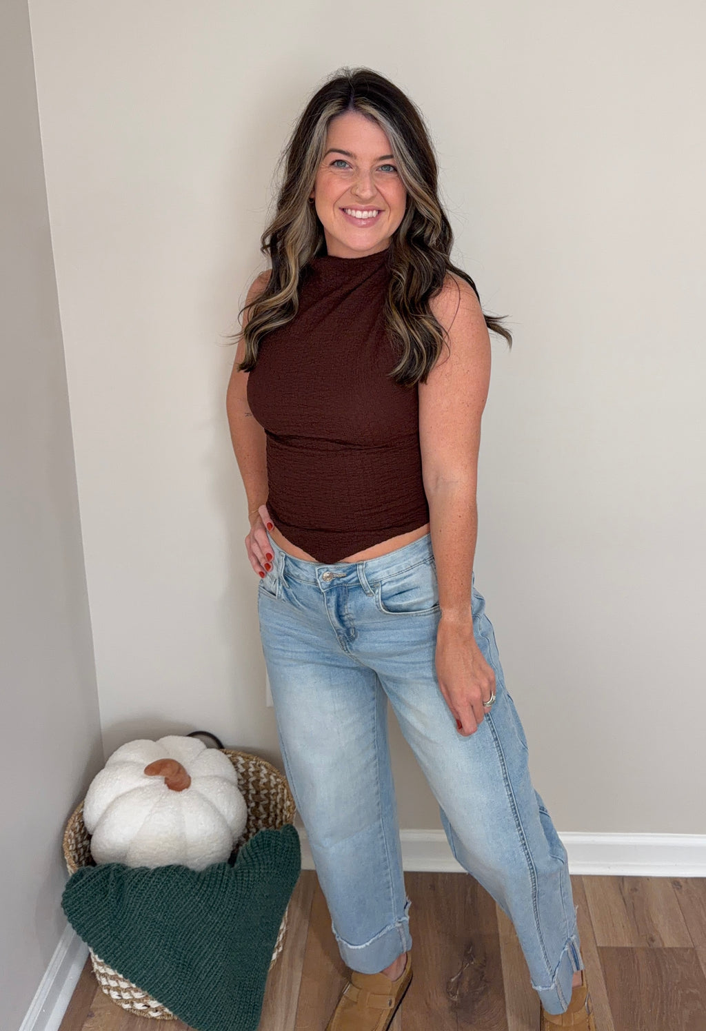 Raw Hem Turnup Loose Ankle-length Jeans
