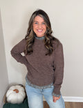 Gingham Ruffle Trim Sweater