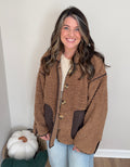 Loose Fit Sherpa Fleece Color Block Jacket
