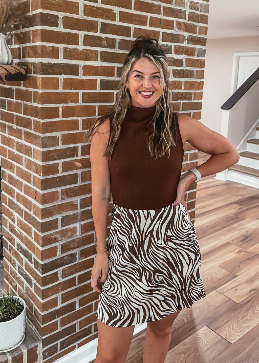 Zebra Print Satin Mini Skirt