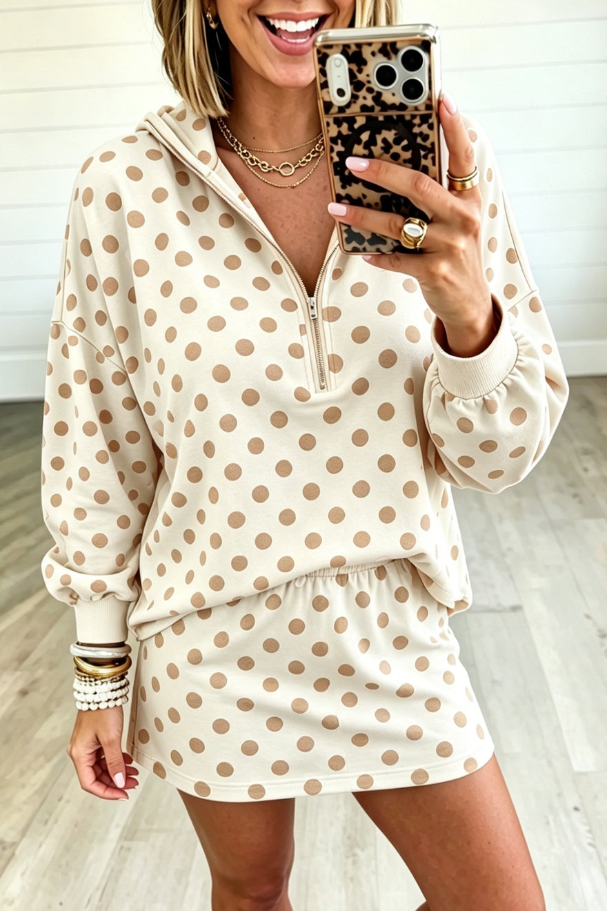 Polka Dot Hooded Skort Set