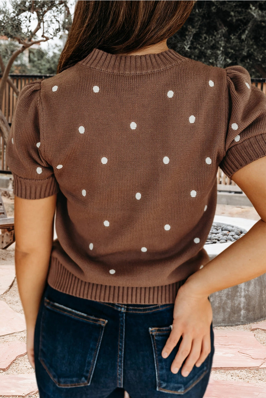 Polka Dot Bubble Short Sleeve Sweater